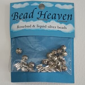 2/$15 Rosebud & Liquid Silver Beads 42307 Bead Heaven 733421423072 45pc